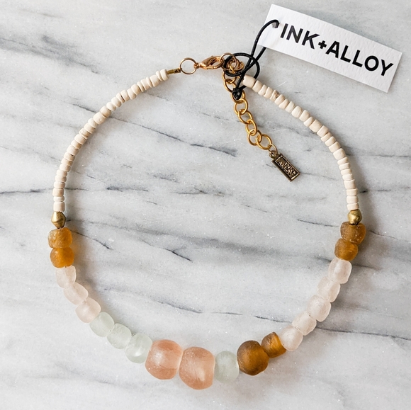 Ink + Alloy Jewelry - NWT Ink & Alloy Pink and Amber Glass Bead Necklace